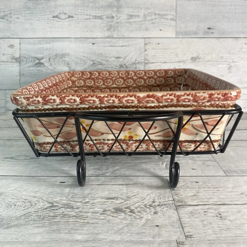 Temptations By Tara Old World Baking Serving Dish Square 10 Inch Cranberry